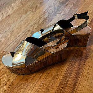 Brand New Zara Gold Platform Sandals
